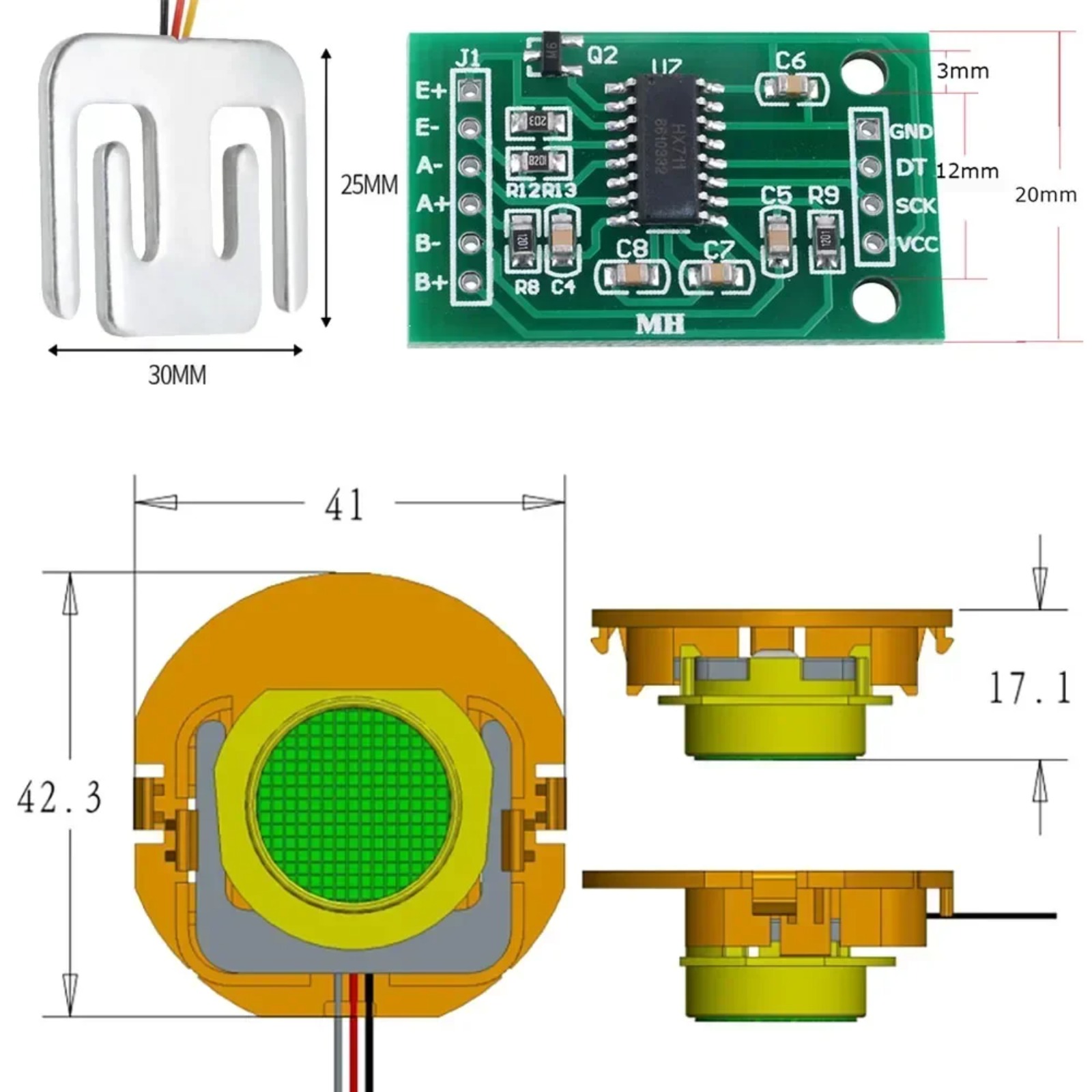 Sensor Kit Arduino - Sensor Berat Load Cell DIYmall 50KG