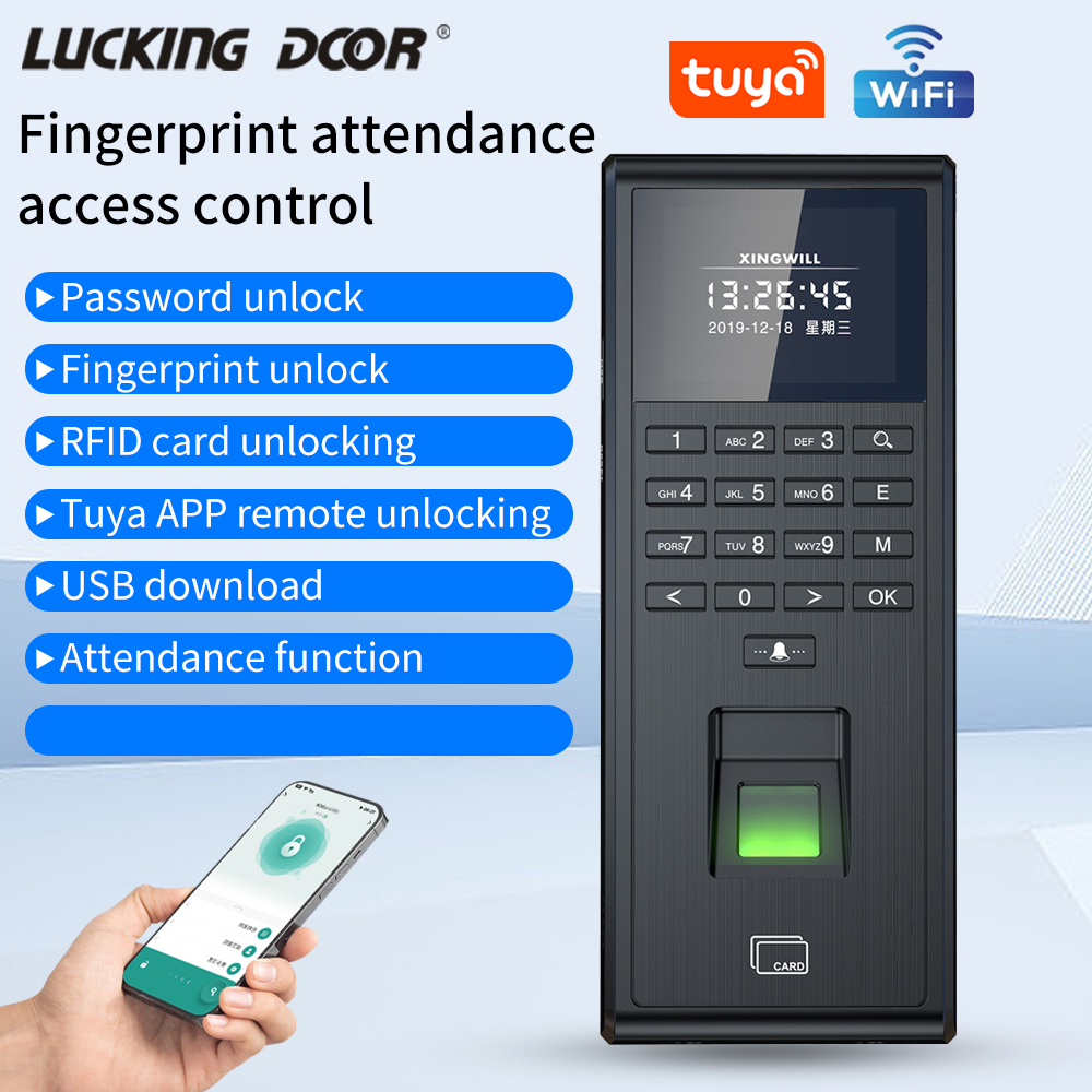 Smart Door Lock Wifi - Tuya sistem Kehadiran sidik jari, sistem